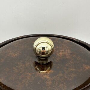 Vtg  MCM Faux Tortoise Shell Brown Marbled‎ Vinyl Padded Ice Bucket Handle Core